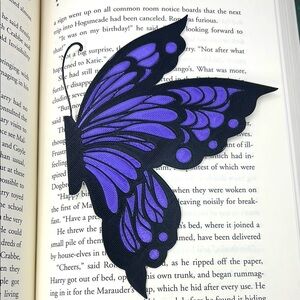 Purple and Black Butterfly 3D Printed Bookmark